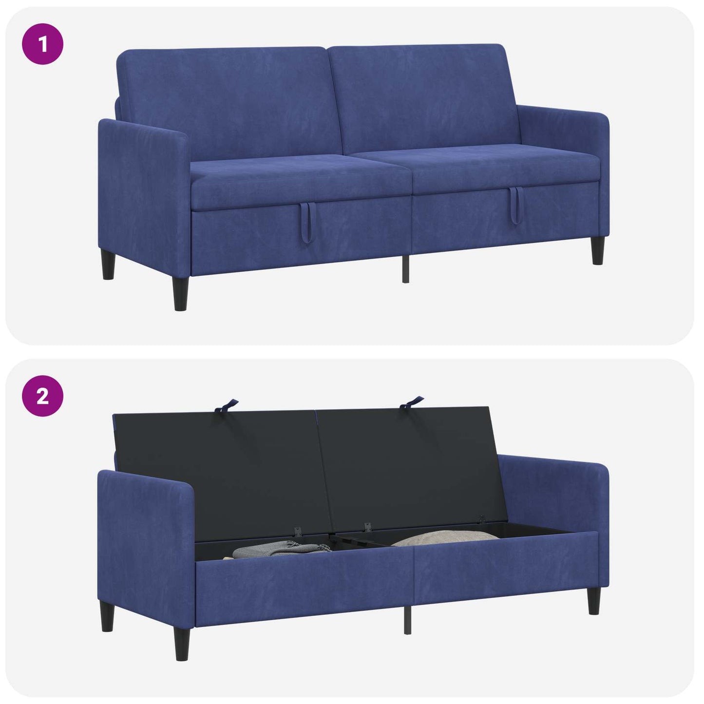 Divano con Storage Blu Polizia 192 x 78 x 87 cm Poliestere | homemem39