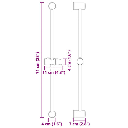 Supporto per Testa di Doccia Nero 71 cm Acciaio Inox