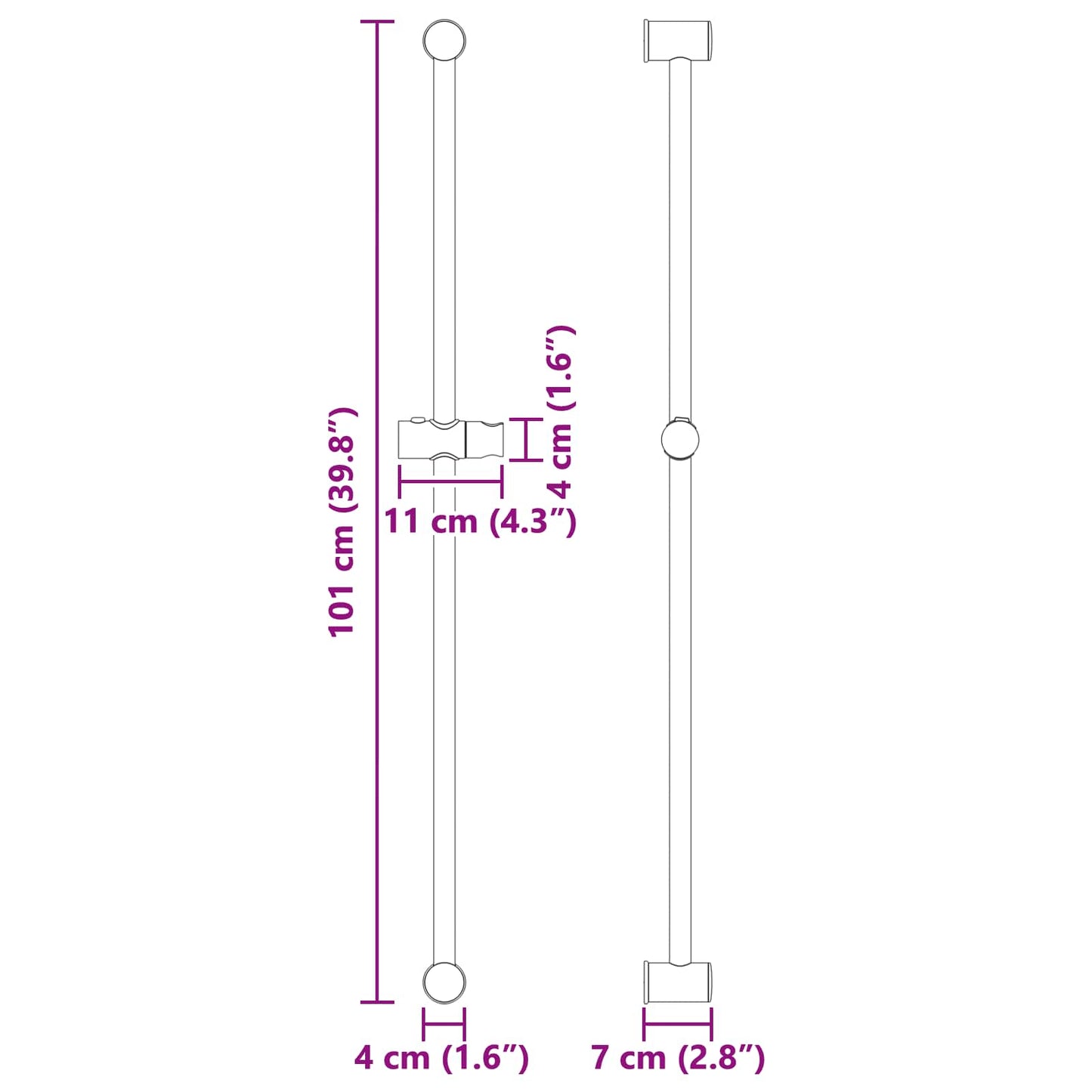 Supporto per Testa di Doccia Cromato 101 cm Acciaio Inox