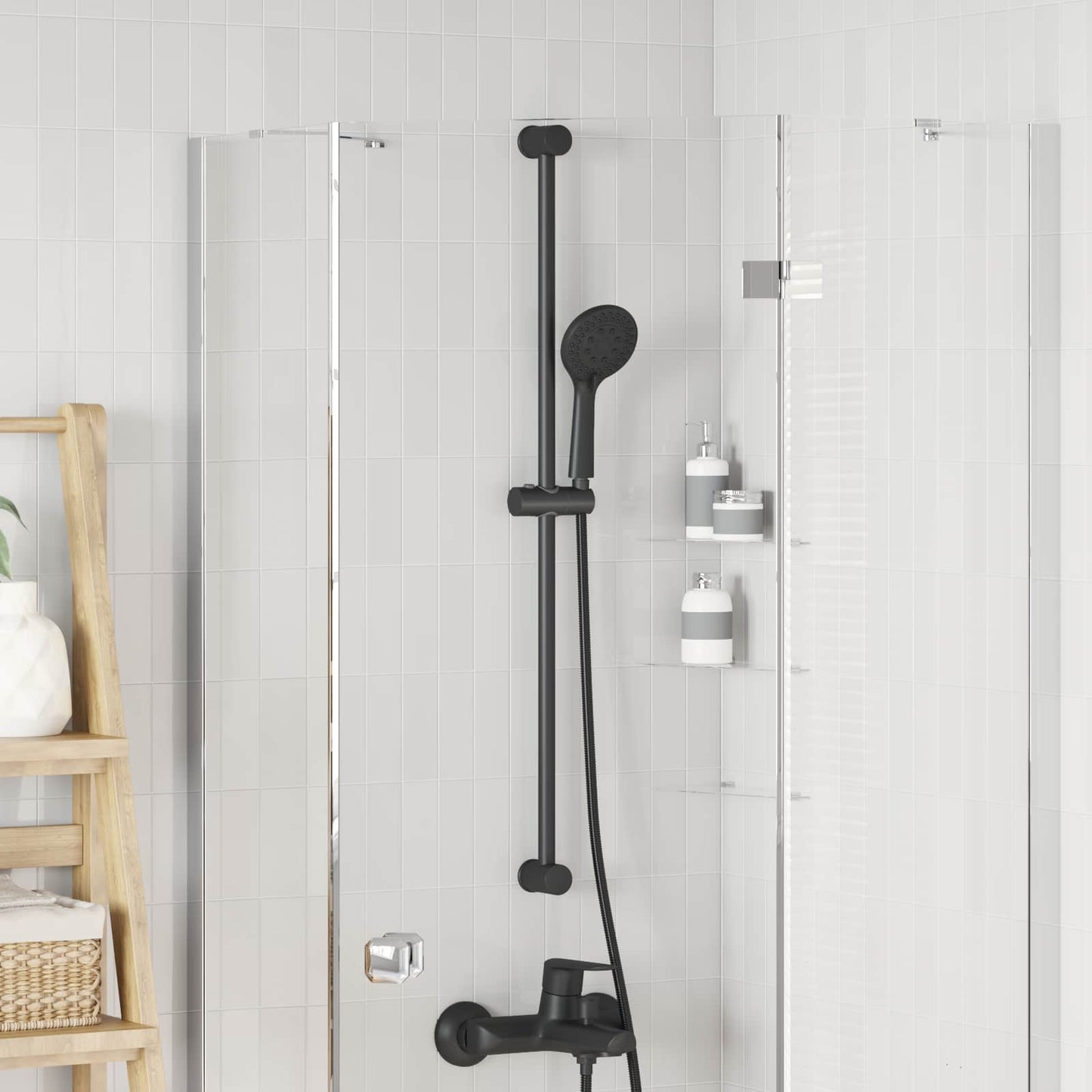 Supporto per Testa di Doccia Nero 101 cm Acciaio Inox