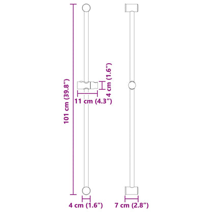 Supporto per Testa di Doccia Nero 101 cm Acciaio Inox