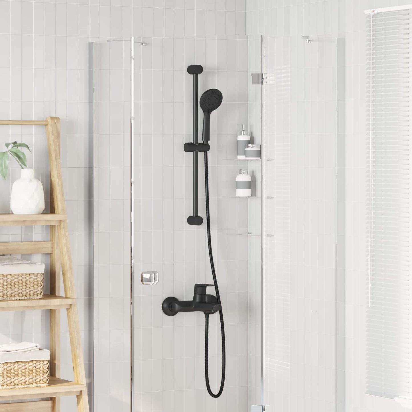 Set di Sistema Doccia Nero 70 cm Acciaio Inox