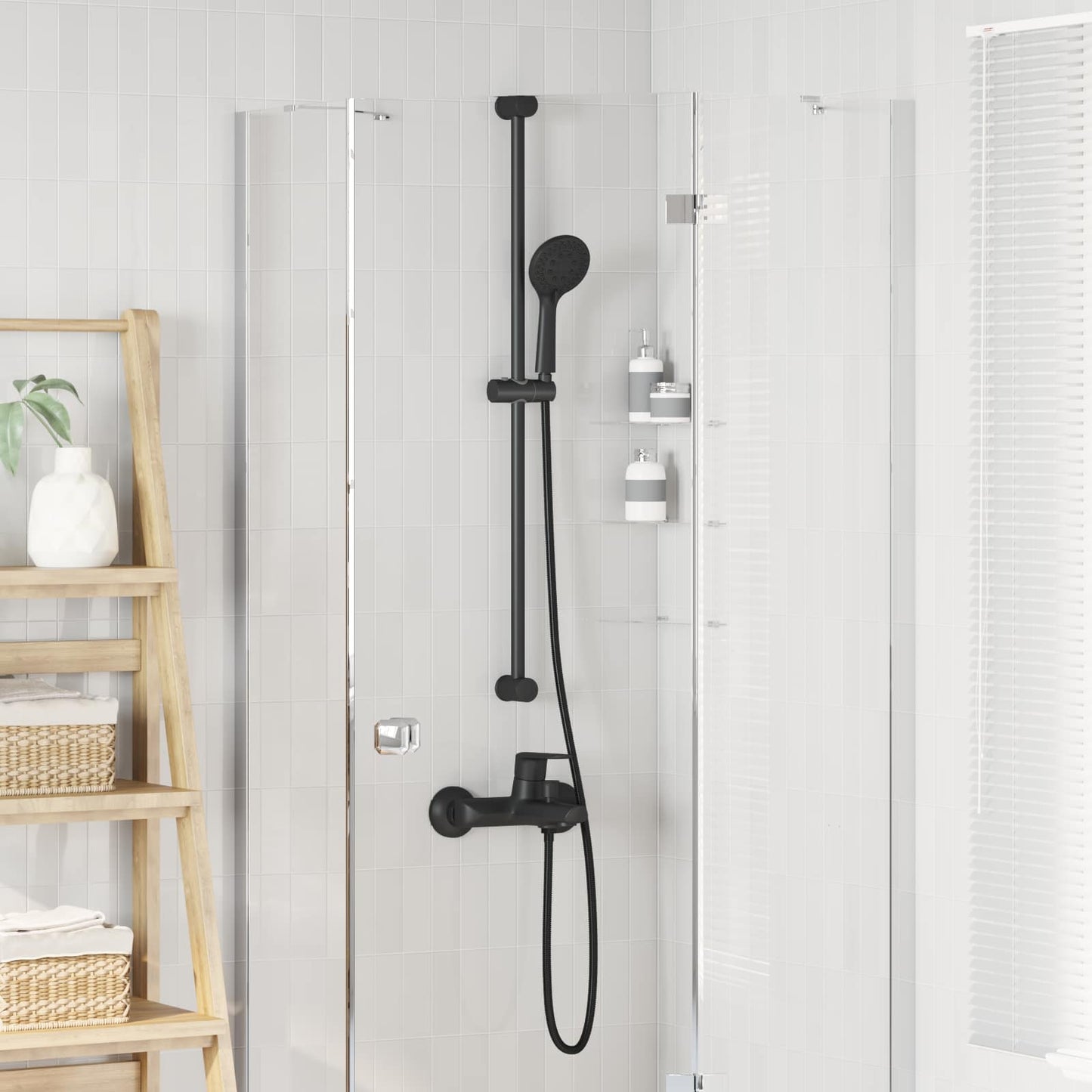 Set di Sistema Doccia Nero 100 cm Acciaio Inox