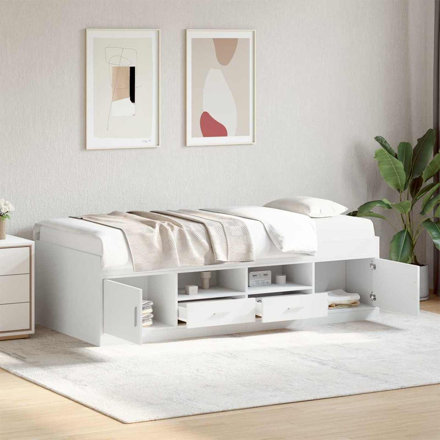 Telaio del letto con storage con cassetto Bianco 80 x 200 cm | homemem39