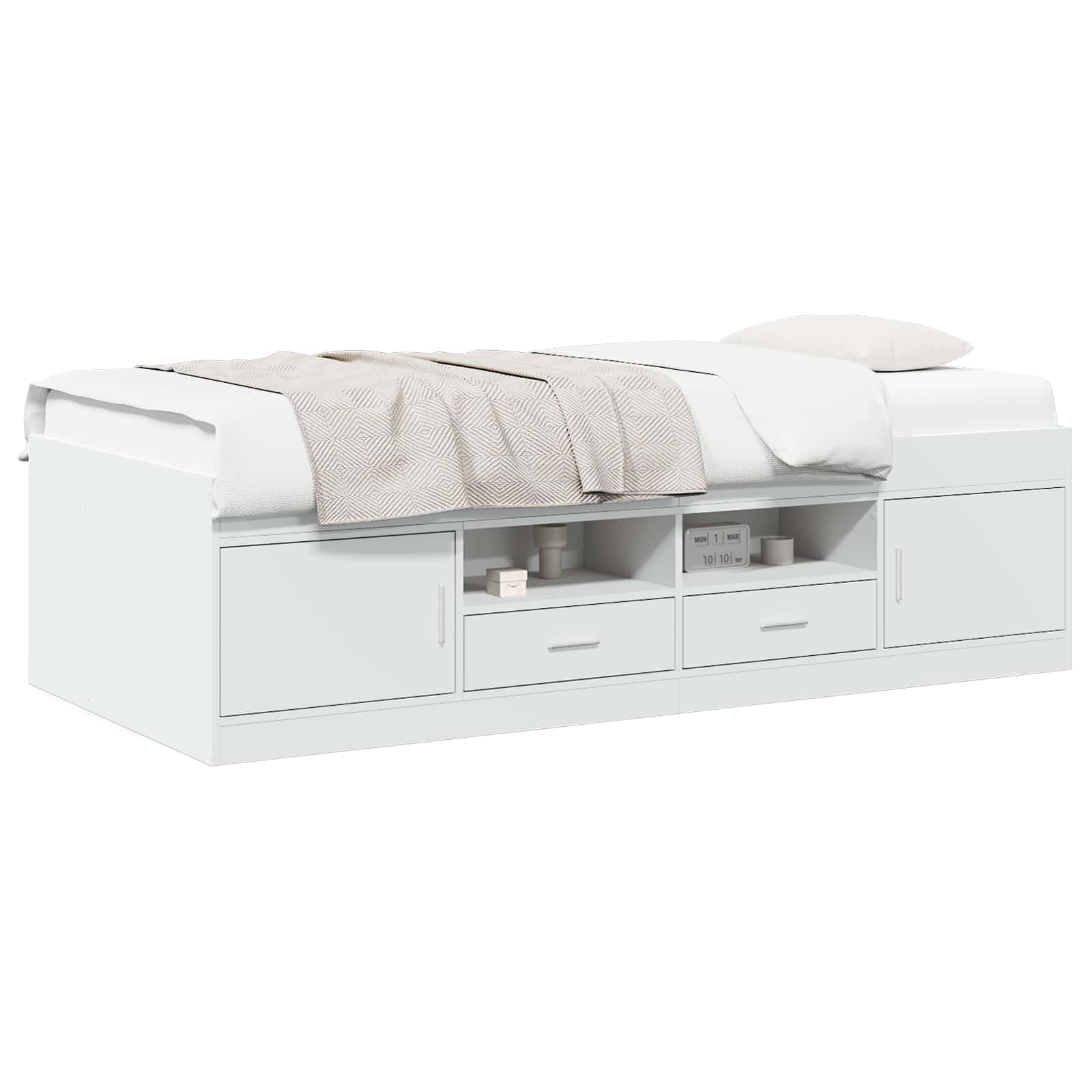 Telaio del letto con storage con cassetto Bianco 80 x 200 cm | homemem39