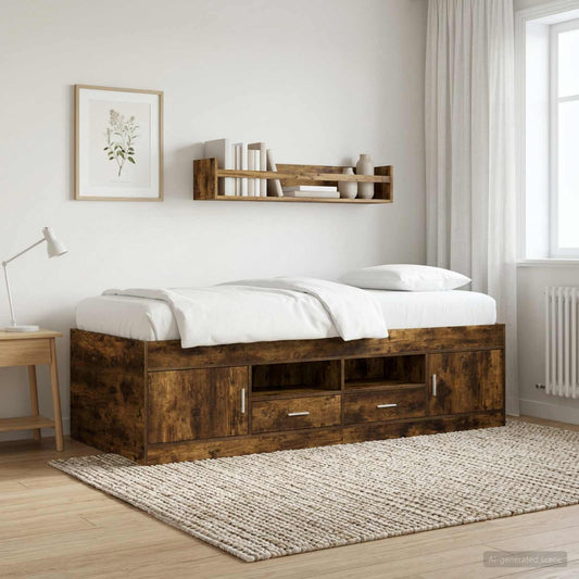 Telaio del letto con storage con porta Rovere Fumo 80 x 200 cm | homemem39