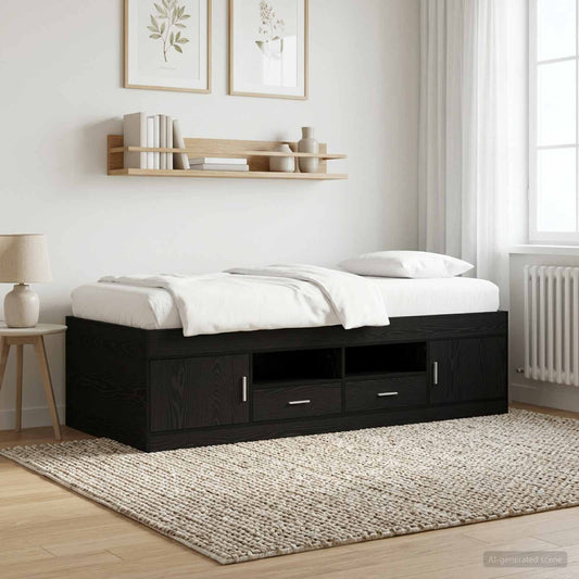 Telaio del letto con storage con porta Rovere Nero 80 x 200 cm - homemem39