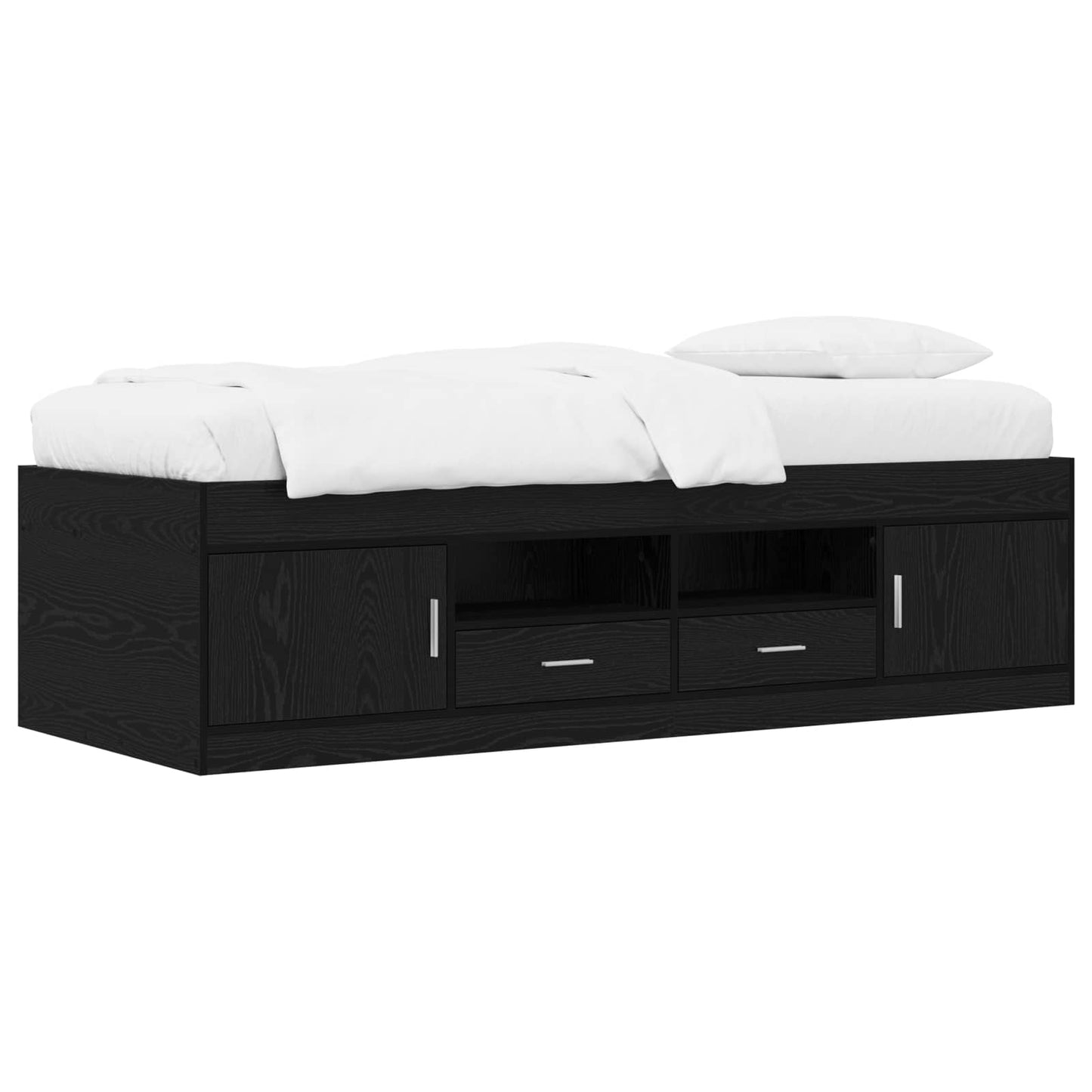 Telaio del letto con storage con porta Rovere Nero 80 x 200 cm