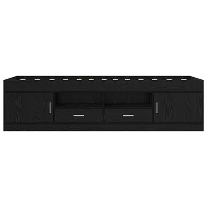 Telaio del letto con storage con porta Rovere Nero 80 x 200 cm