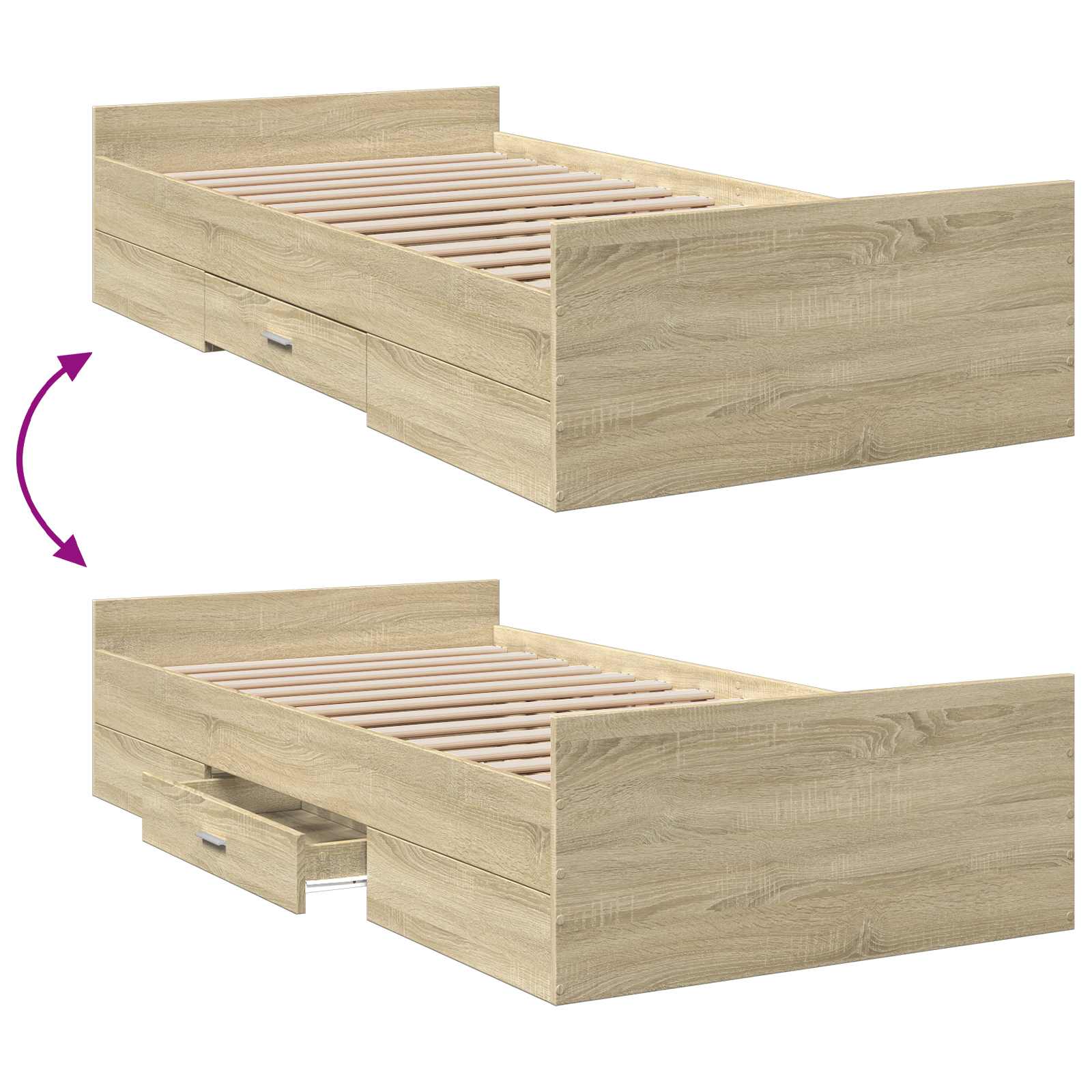 Telaio del letto con storage Rovere Sonoma 80 x 200 cm | homemem39