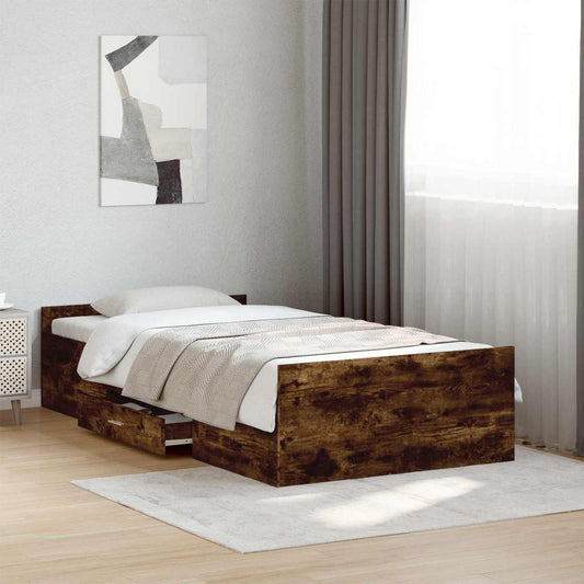 Telaio del letto con storage Rovere Fumo 80 x 200 cm | homemem39