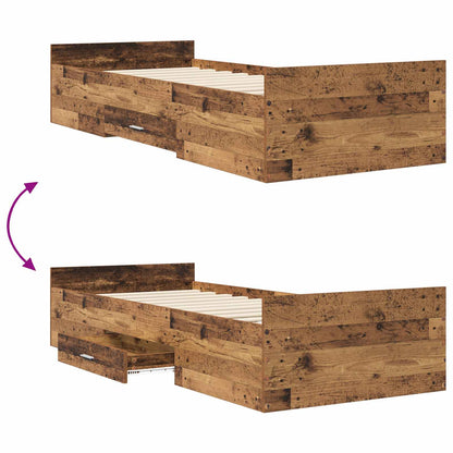 Telaio del letto con storage Legno antico 80 x 200 cm | homemem39