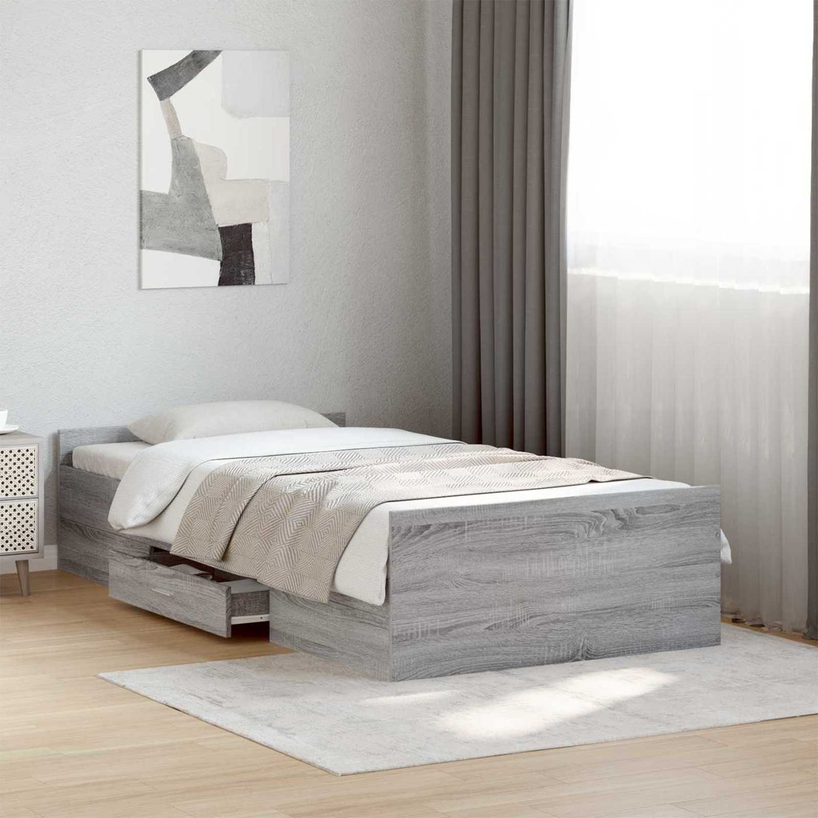 Telaio del letto con storage Sonoma grigio 80 x 200 cm | homemem39