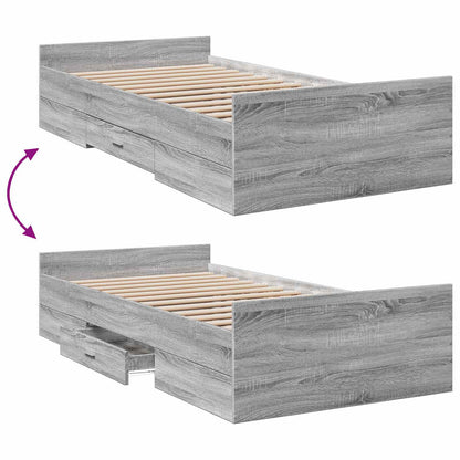 Telaio del letto con storage Sonoma grigio 80 x 200 cm | homemem39