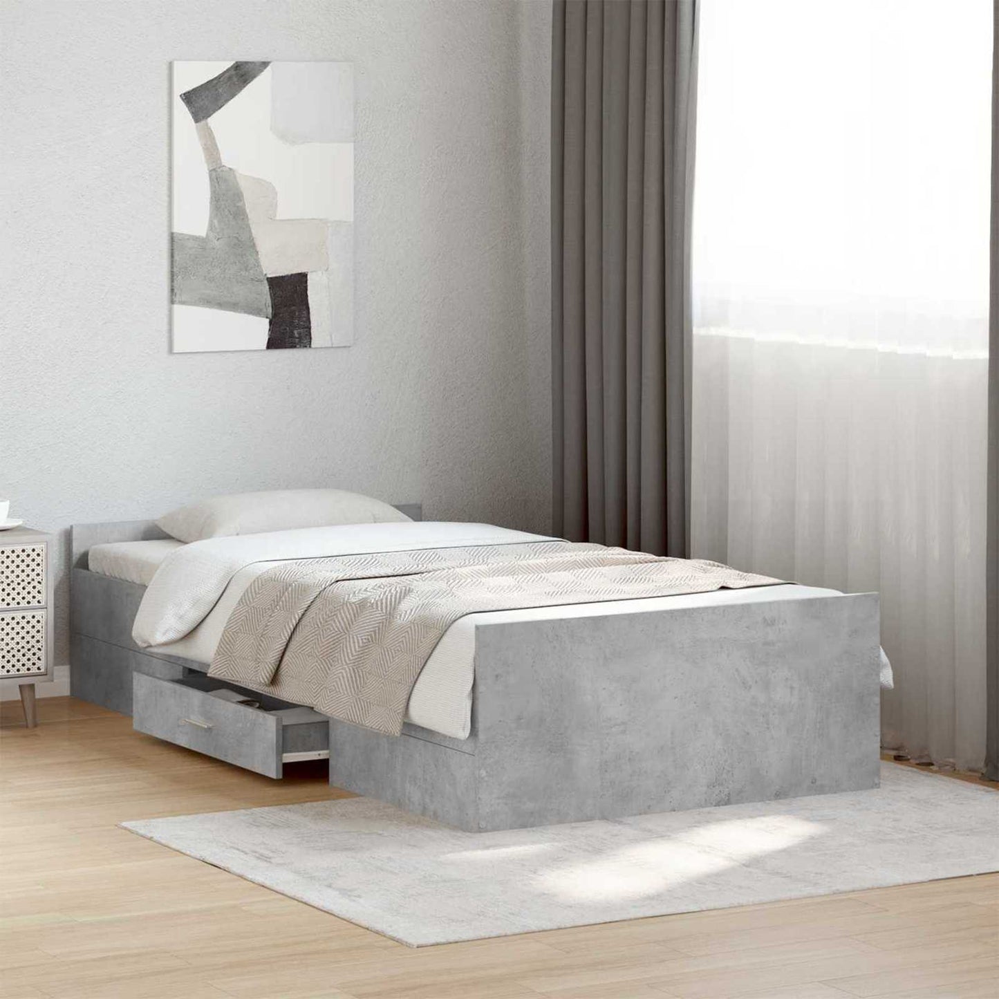 Telaio del letto con storage Grigio Cemento 80 x 200 cm | homemem39