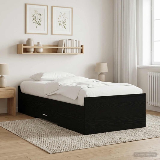 Telaio del letto con storage Rovere Nero 80 x 200 cm | homemem39