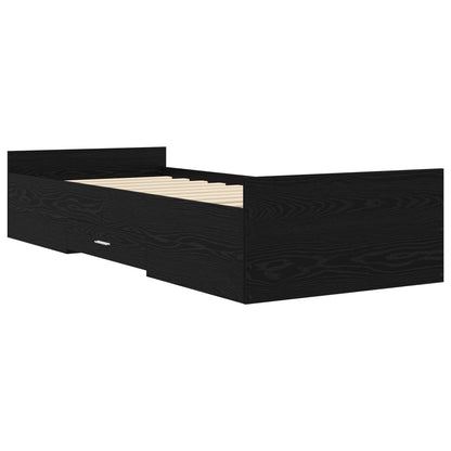 Telaio del letto con storage Rovere Nero 80 x 200 cm | homemem39