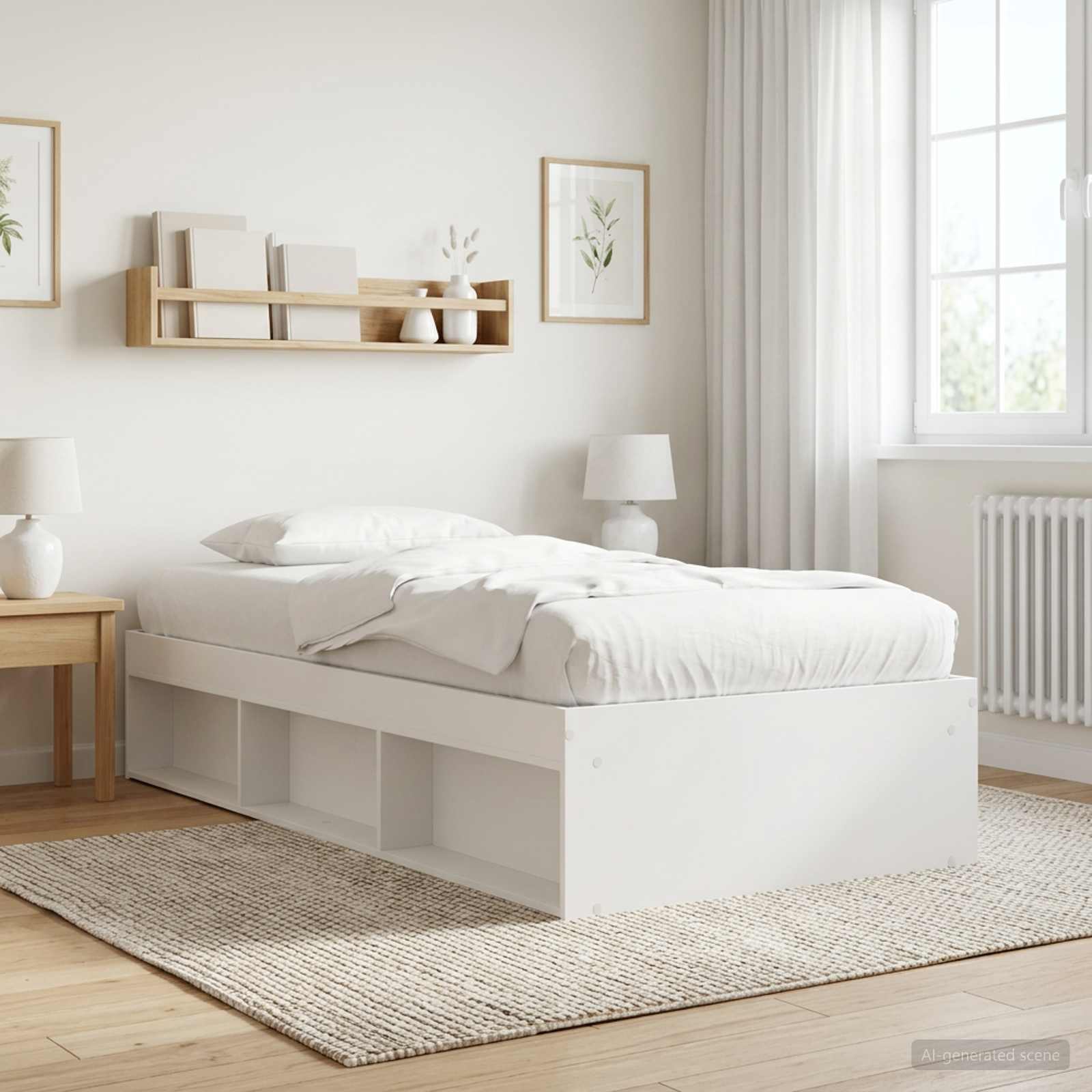 Telaio del letto con storage con lo scaffale Bianco 80 x 200 cm | homemem39