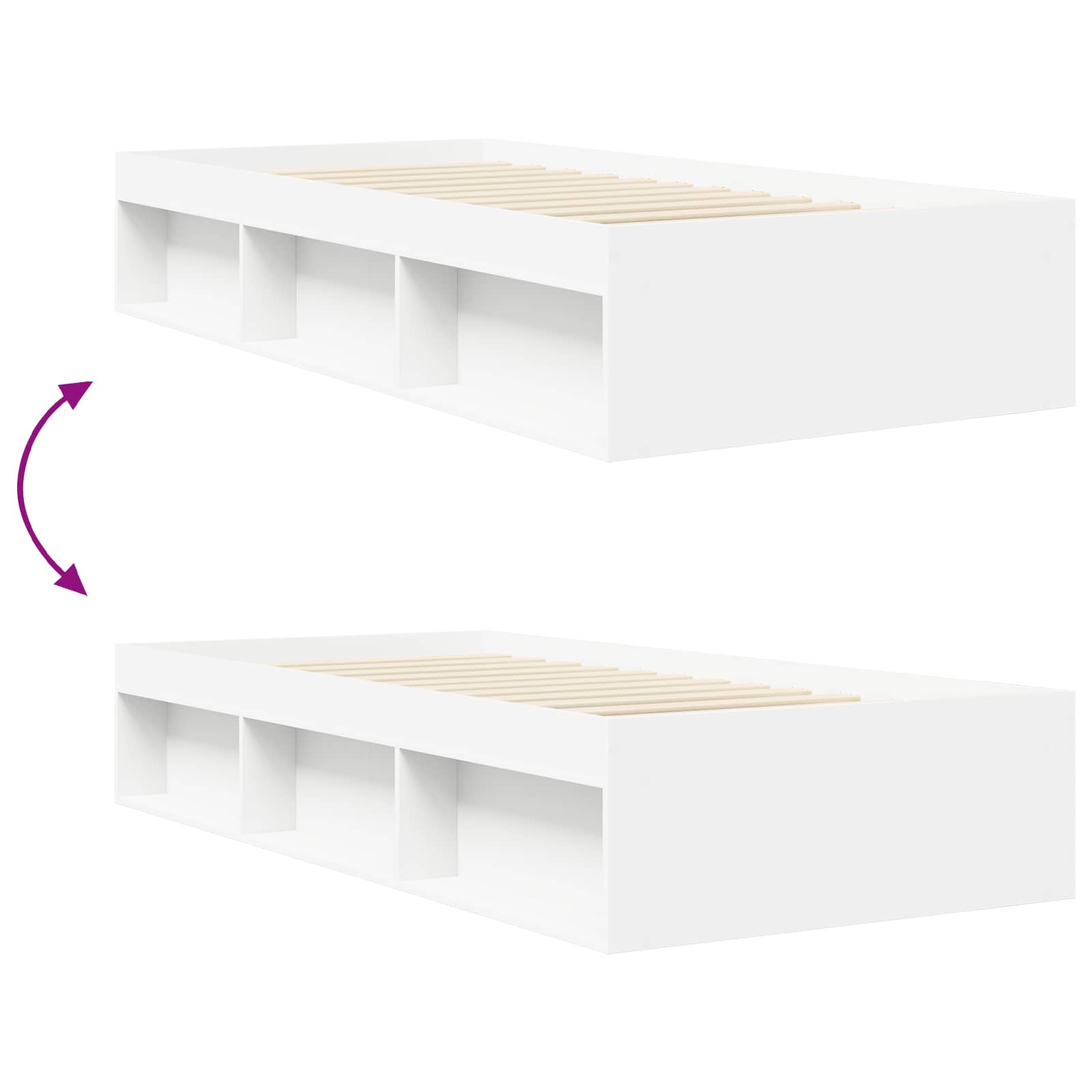 Telaio del letto con storage con lo scaffale Bianco 80 x 200 cm | homemem39