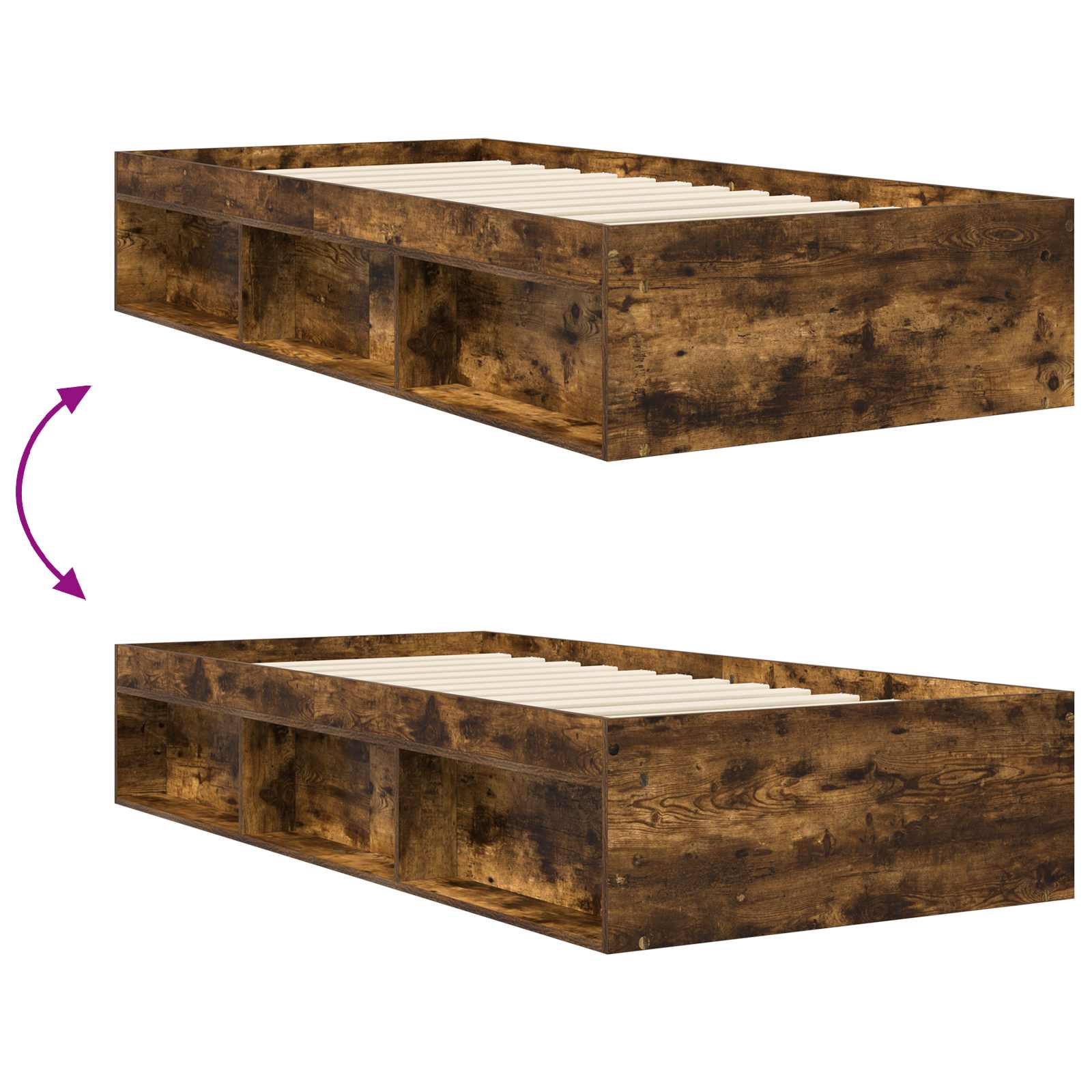 Telaio del letto con storage Rovere Fumo 80 x 200 cm | homemem39
