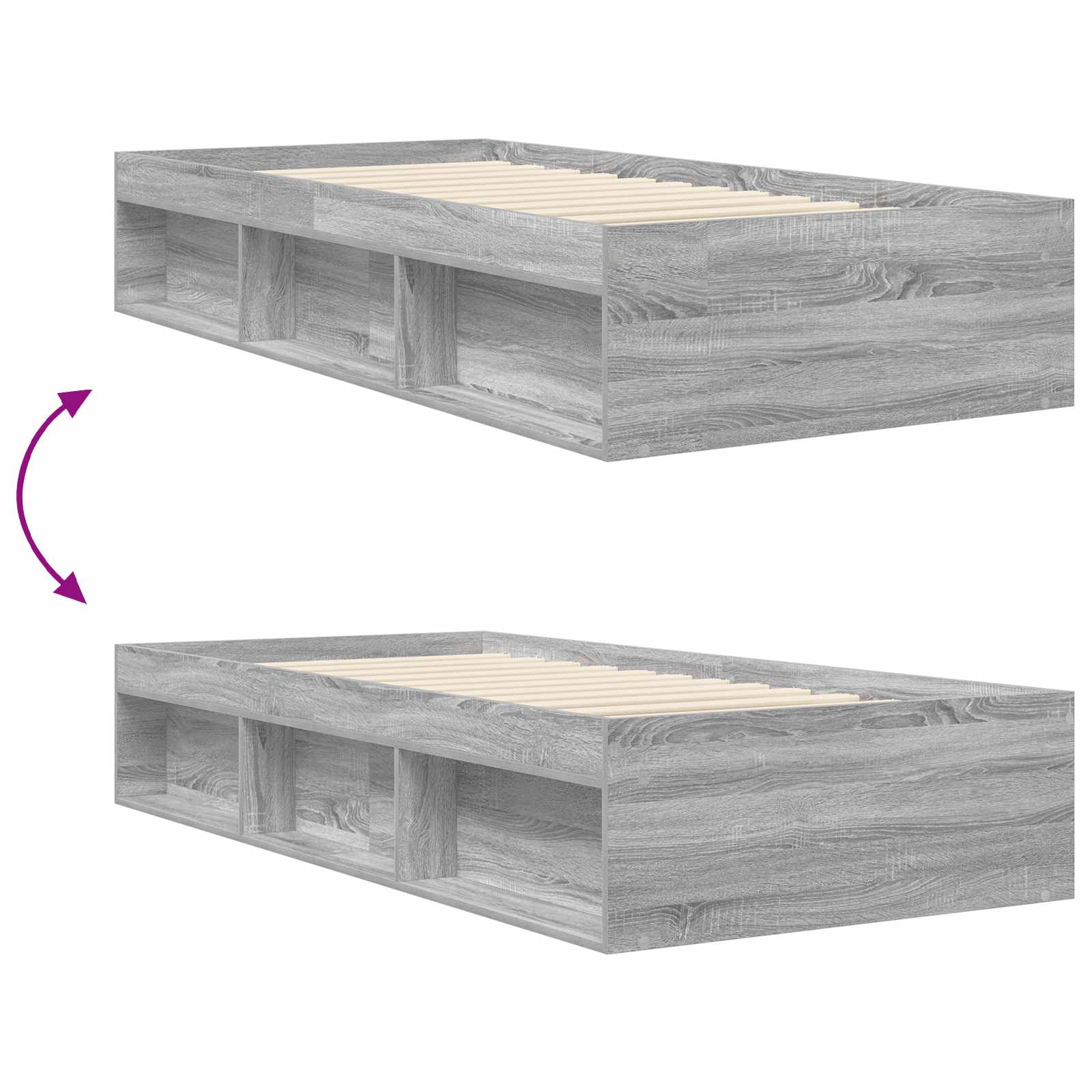 Telaio del letto con storage Sonoma grigio 80 x 200 cm | homemem39