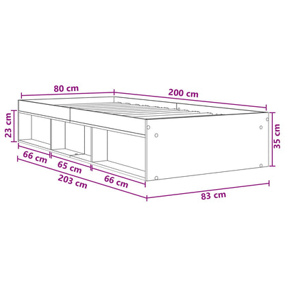 Telaio del letto con storage Sonoma grigio 80 x 200 cm | homemem39