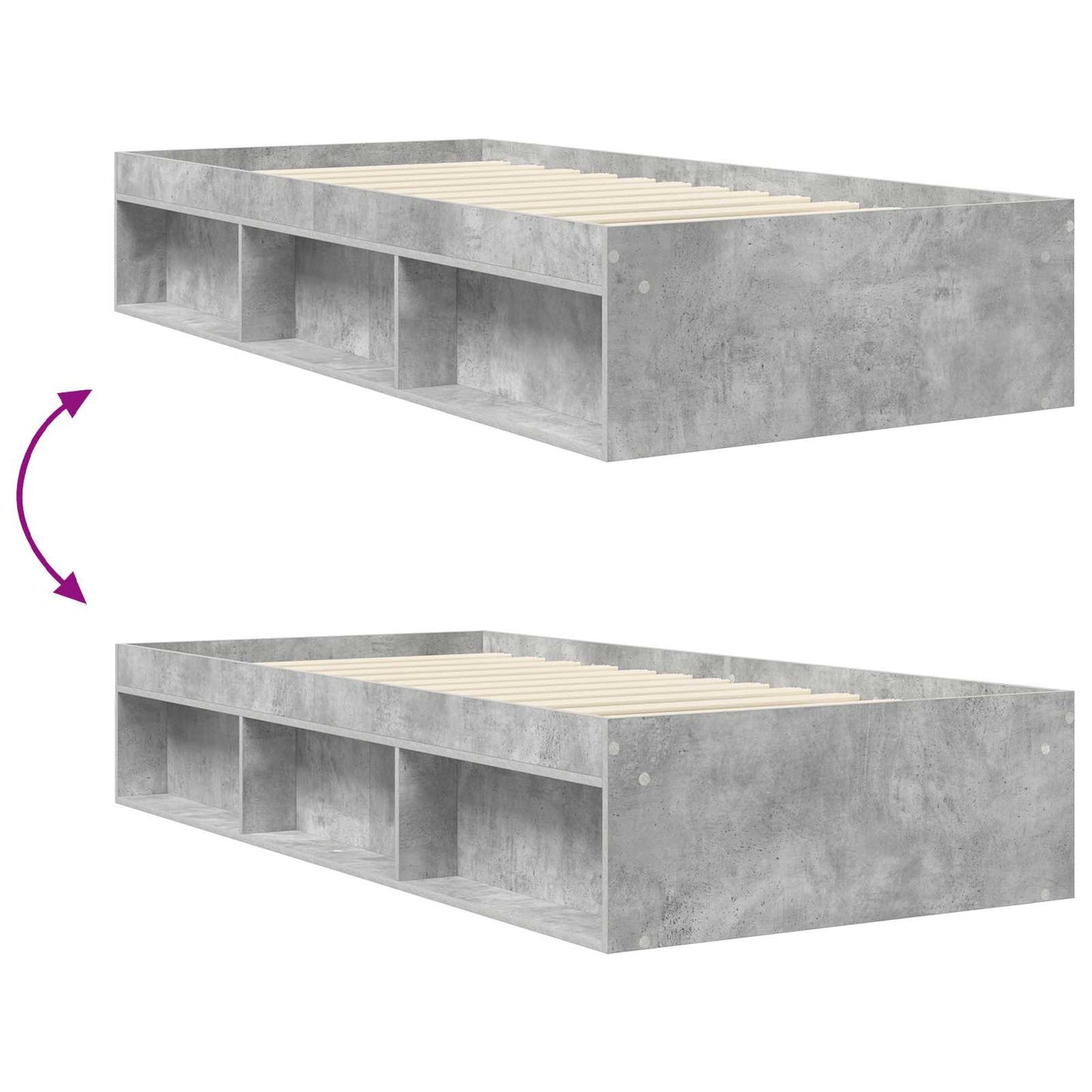 Telaio del letto con storage Grigio Cemento 80 x 200 cm | homemem39