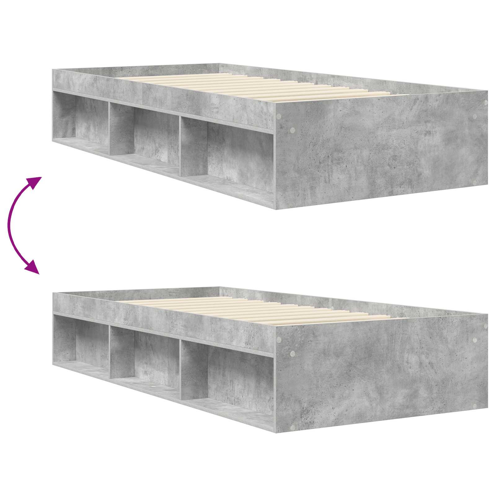 Telaio del letto con storage Grigio Cemento 80 x 200 cm | homemem39