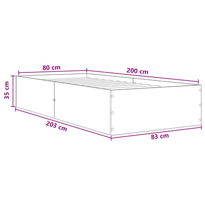 Struttura letto a pavimento Rovere Nero 80 x 200 cm | homemem39