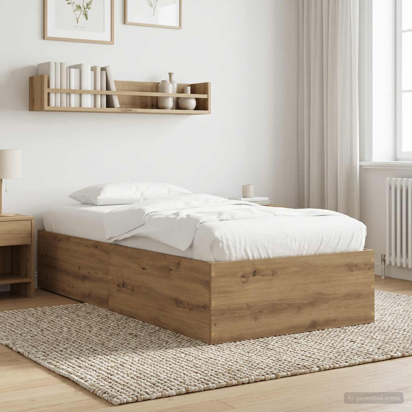 Struttura letto a pavimento Rovere Artigianale 80 x 200 cm | homemem39