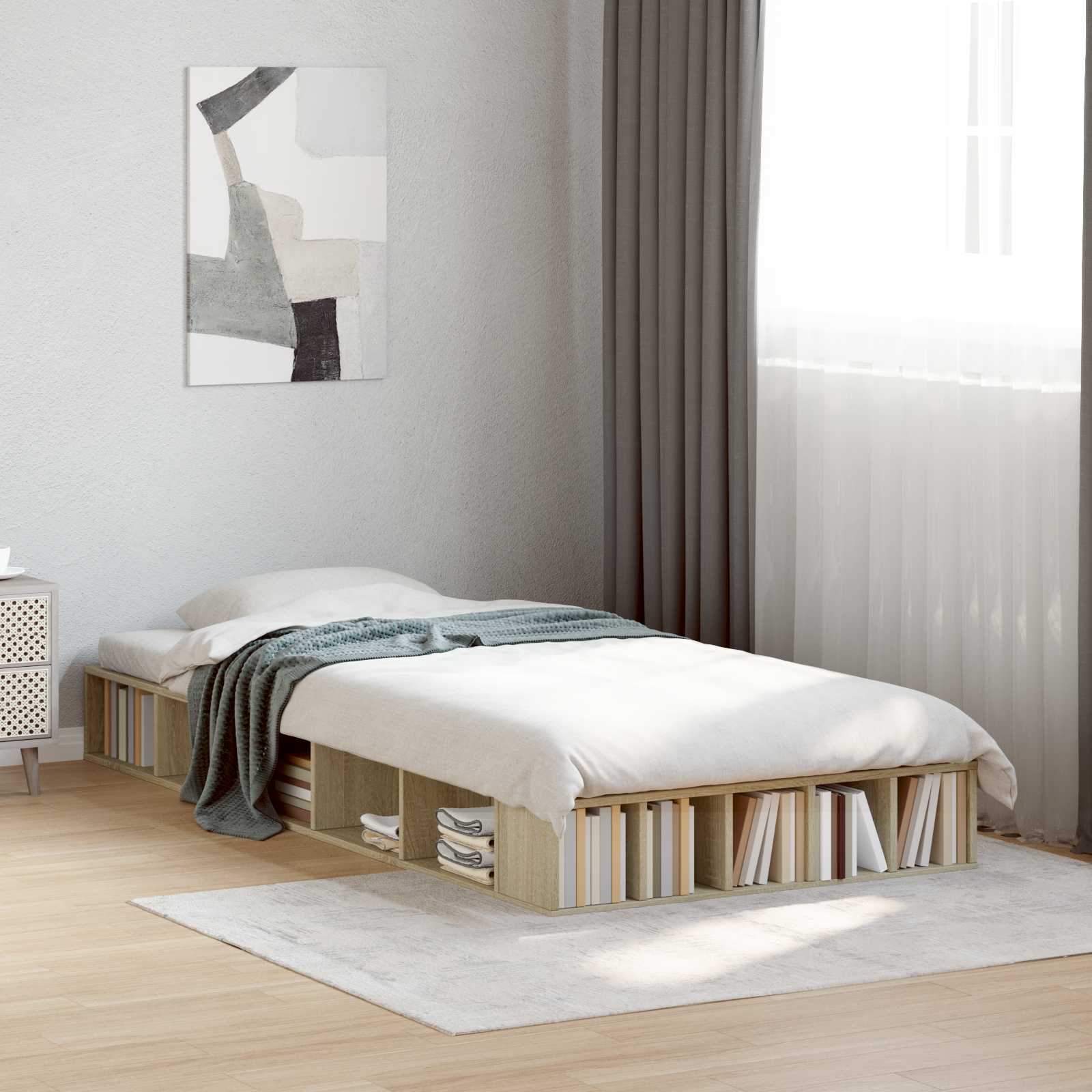 Telaio del letto con storage Rovere Sonoma 80 x 200 cm | homemem39