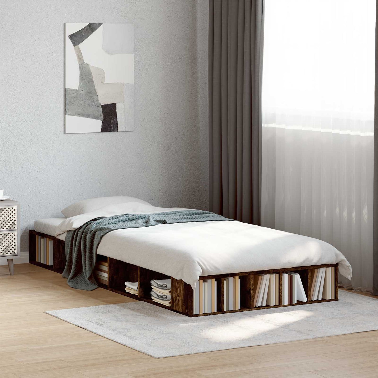 Telaio del letto con storage Rovere Fumo 80 x 200 cm | homemem39