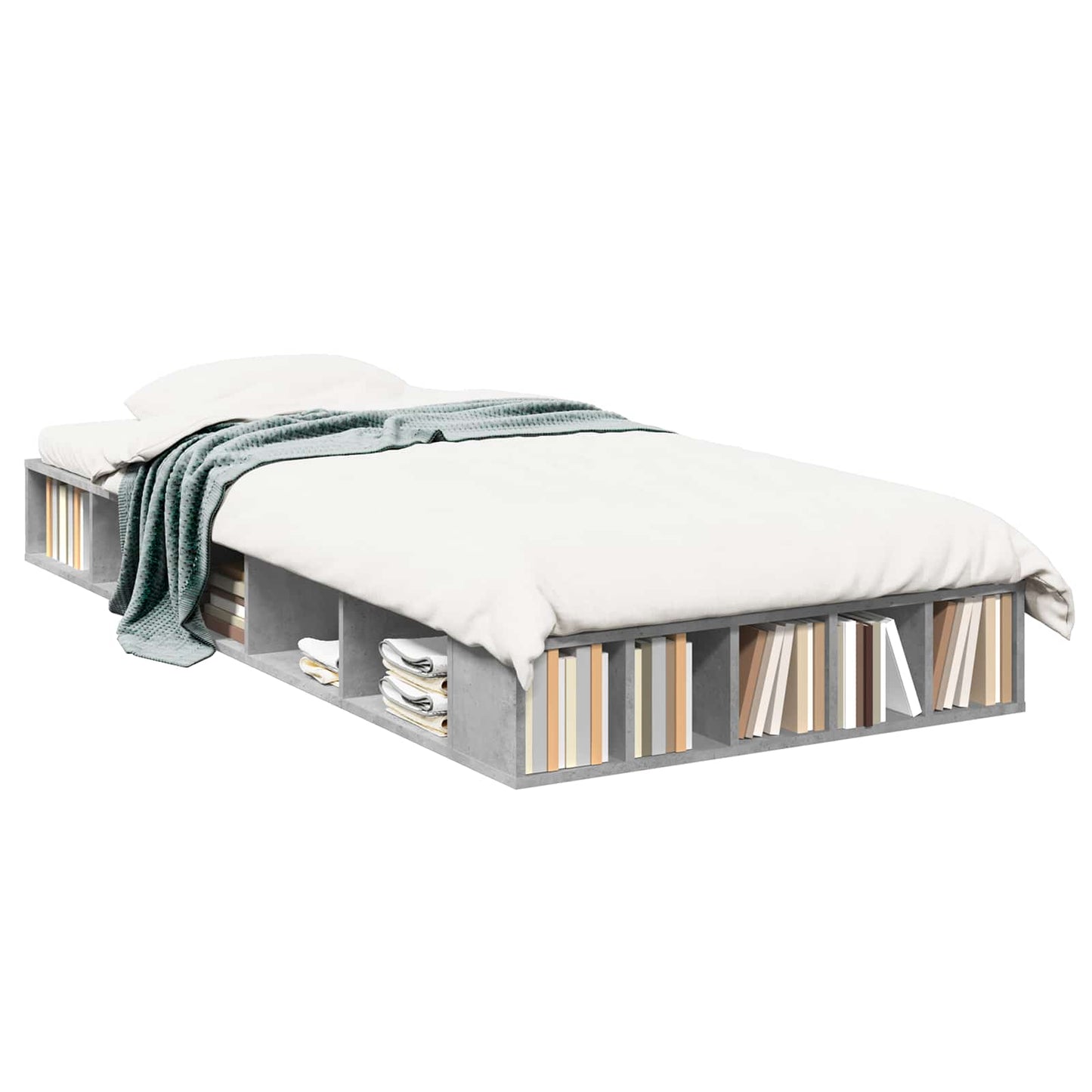 Telaio del letto con storage Grigio Cemento 80 x 200 cm | homemem39