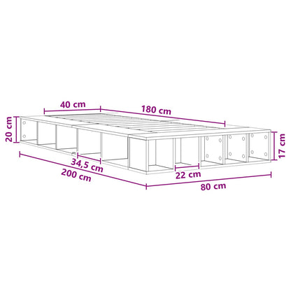 Telaio del letto con storage Grigio Cemento 80 x 200 cm | homemem39