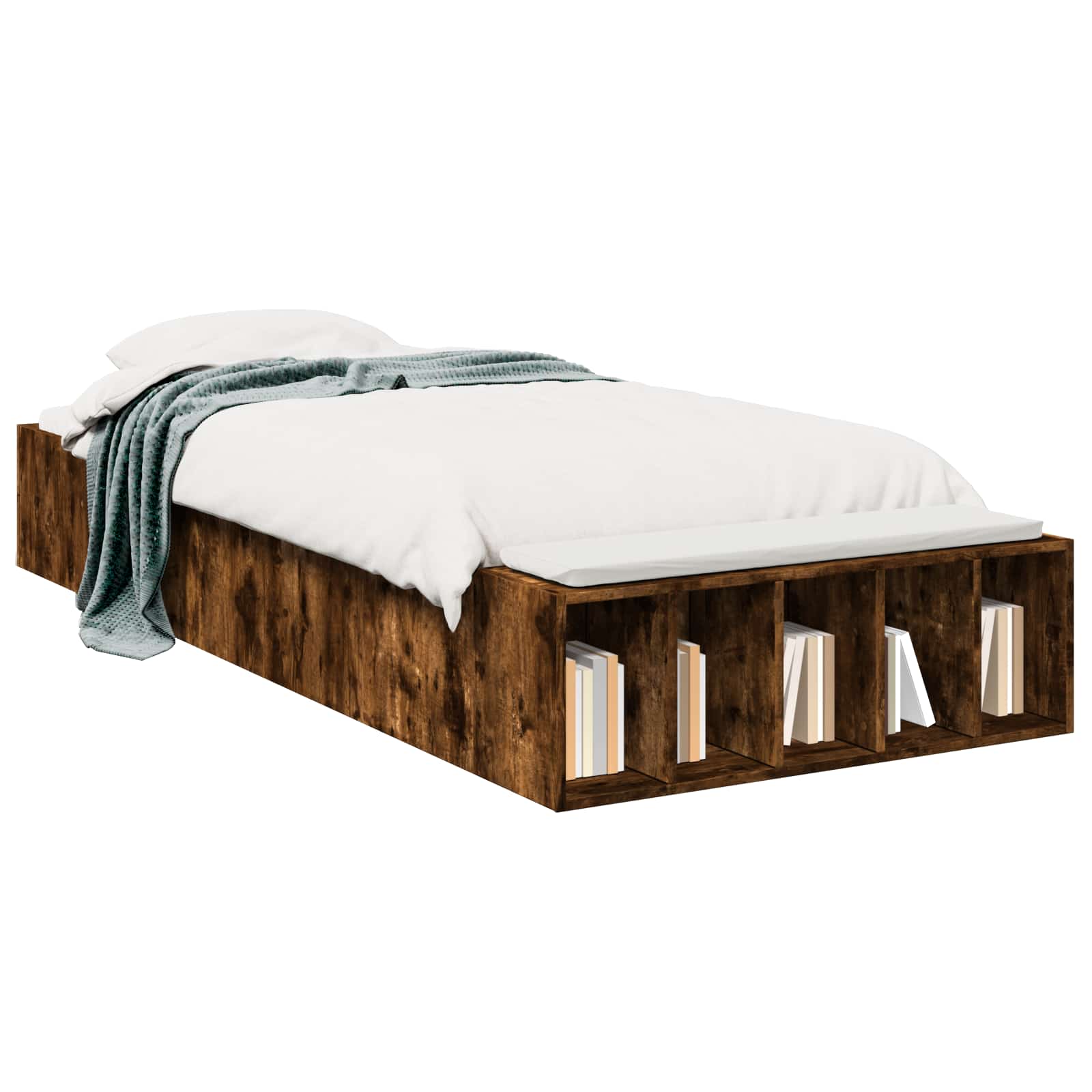 Telaio del letto con storage Rovere Fumo 80 x 200 cm | homemem39