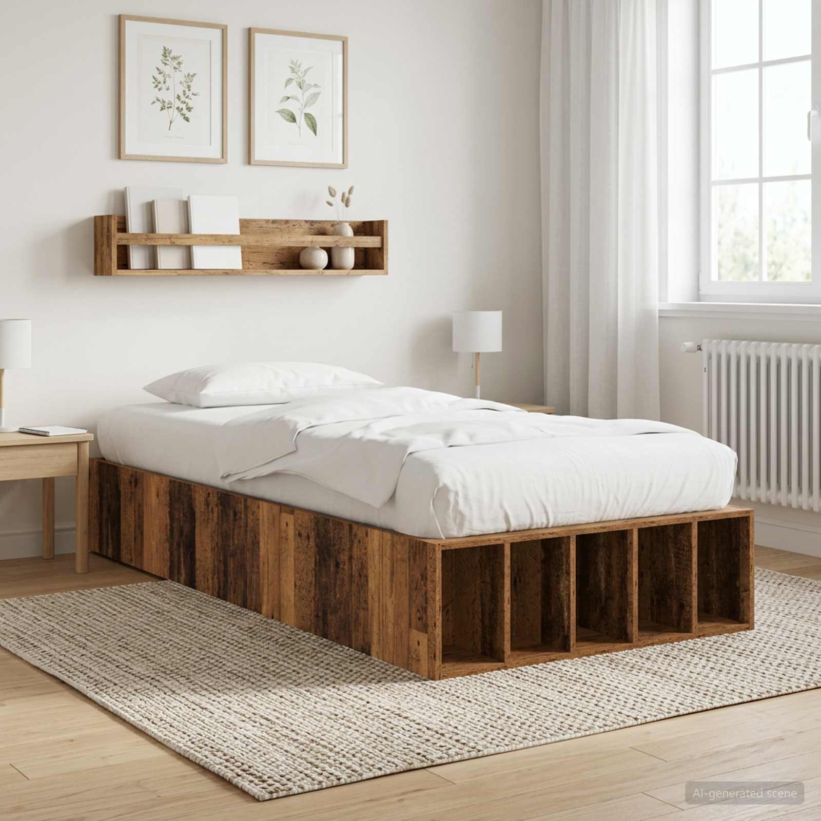 Telaio del letto con storage Legno antico 80 x 200 cm | homemem39