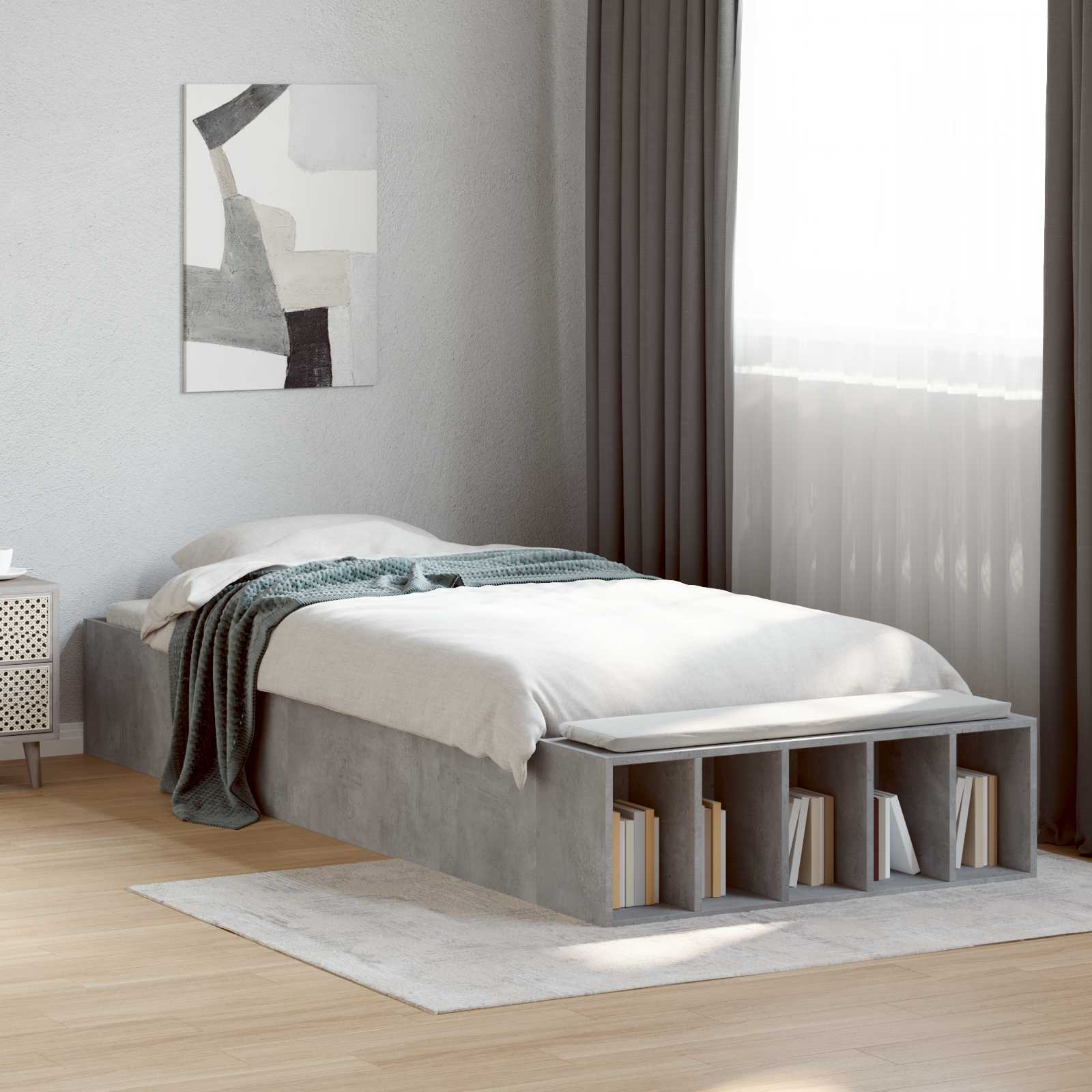 Telaio del letto con storage Grigio Cemento 80 x 200 cm | homemem39