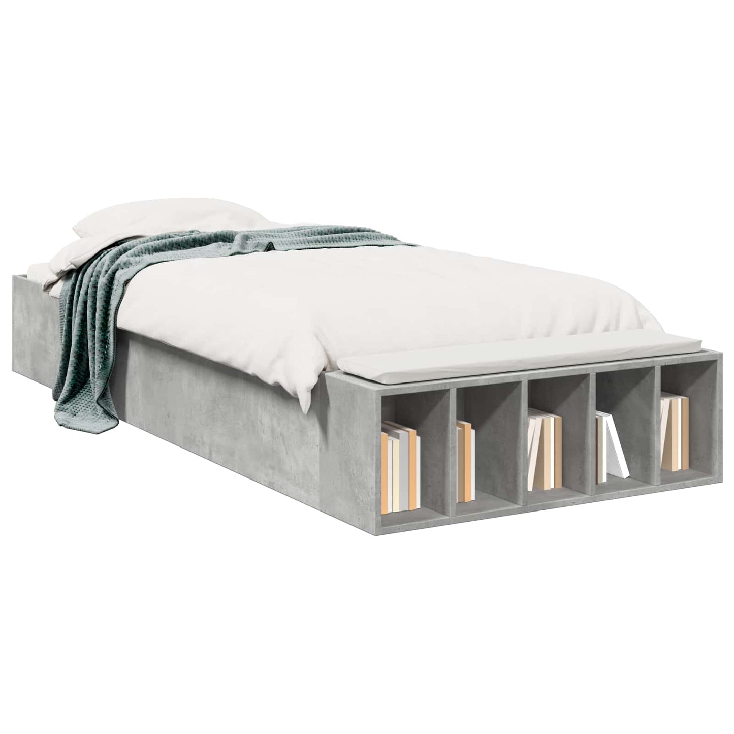 Telaio del letto con storage Grigio Cemento 80 x 200 cm | homemem39