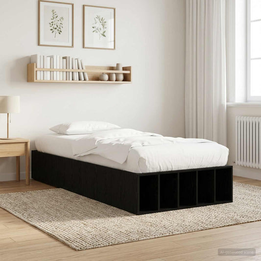 Telaio del letto con storage Rovere Nero 80 x 200 cm | homemem39