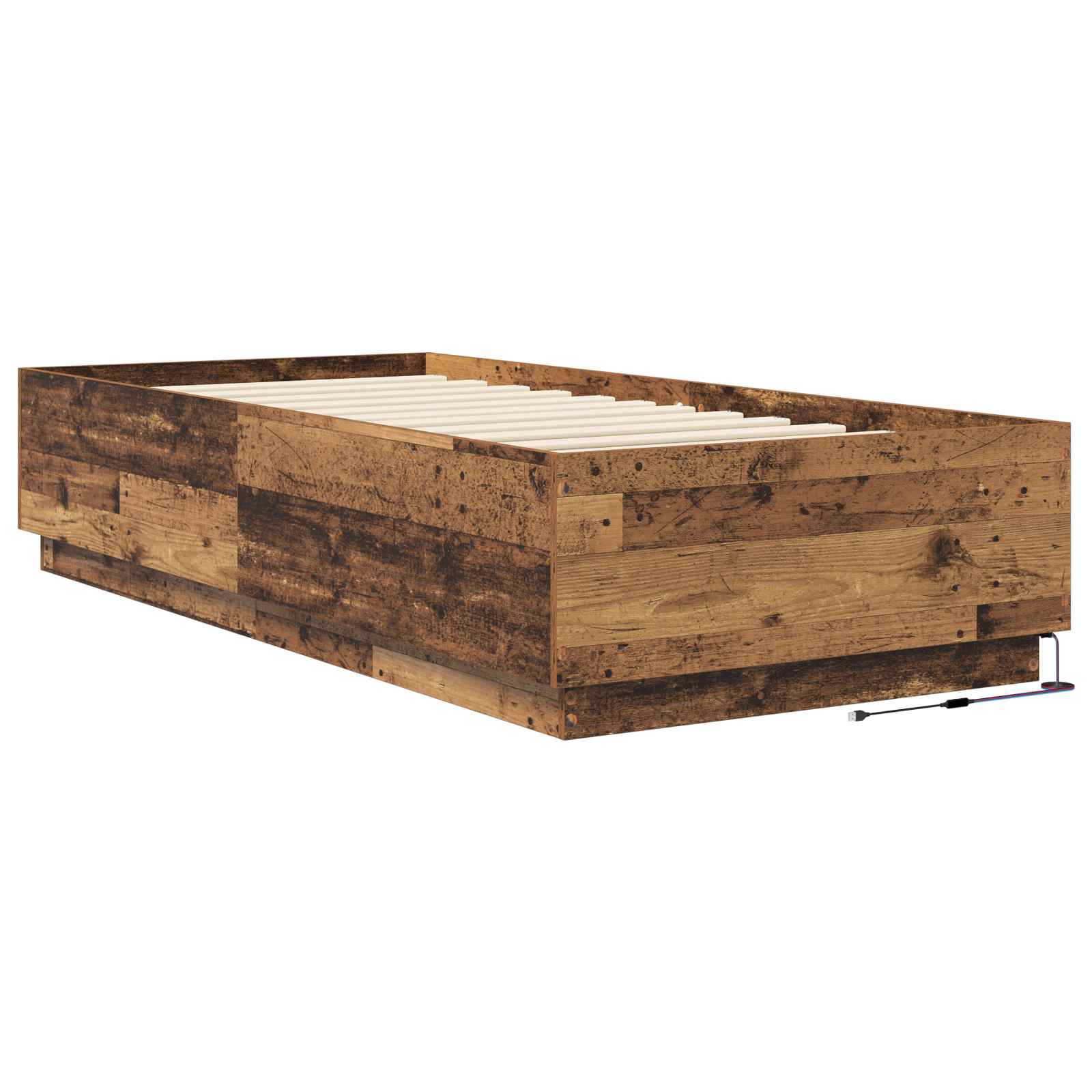 Letto con LED Legno antico 80 x 200 cm Legno ingegnerizzato | homemem39