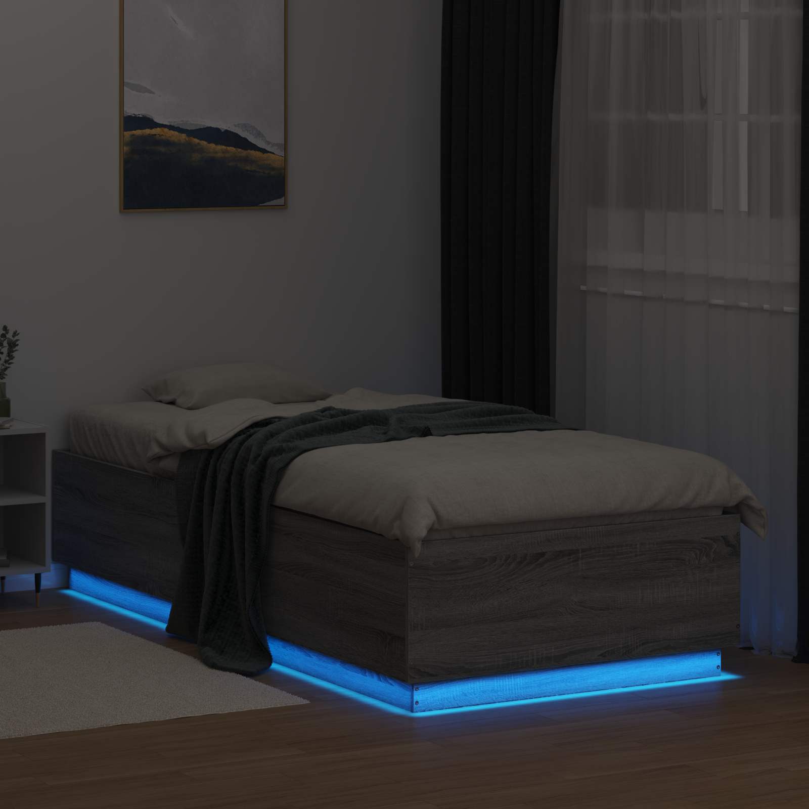 Letto con LED Sonoma grigio 80 x 200 cm Legno ingegnerizzato | homemem39