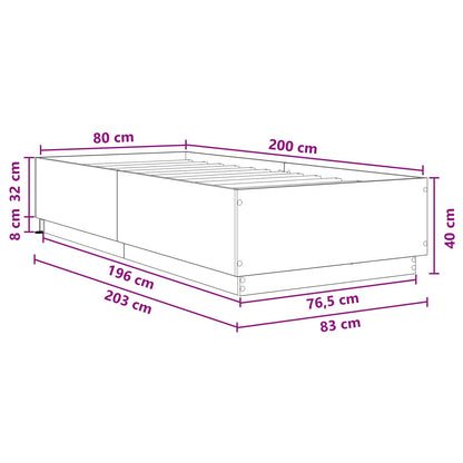 Letto con LED con strisce LED Rovere Artigianale 80 x 200 cm | homemem39
