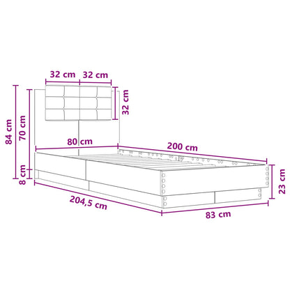 Struttura letto con testata Rovere Fumo 80 x 200 cm | homemem39