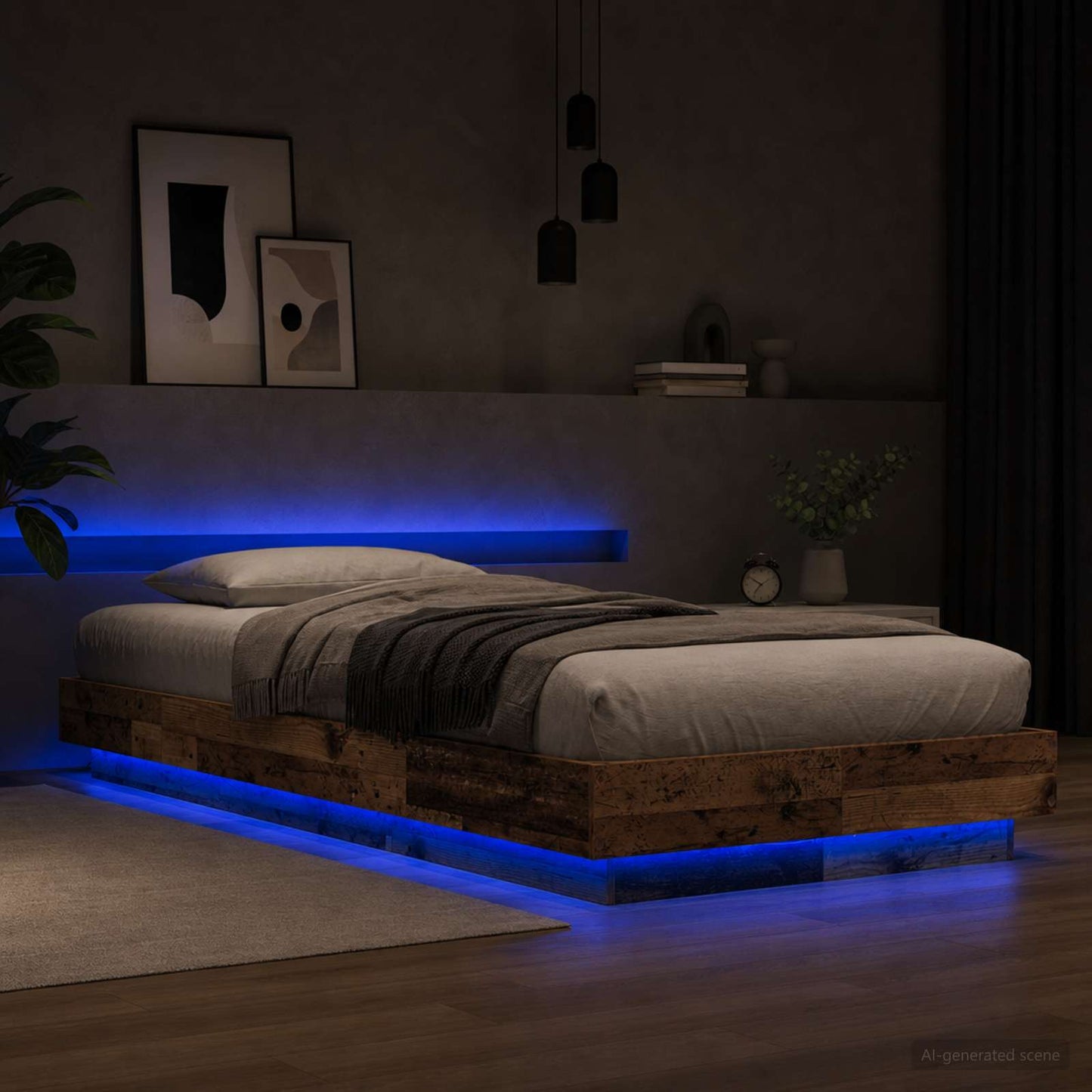 Letto con LED Legno antico 80 x 200 cm Legno ingegnerizzato | homemem39