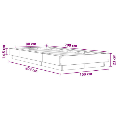 Letto con LED Legno antico 80 x 200 cm Legno ingegnerizzato | homemem39