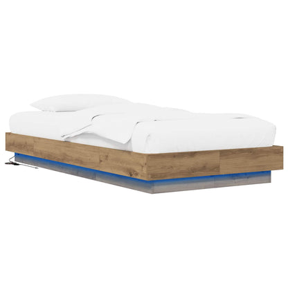 Letto con LED con strisce LED Rovere Artigianale 80 x 200 cm | homemem39