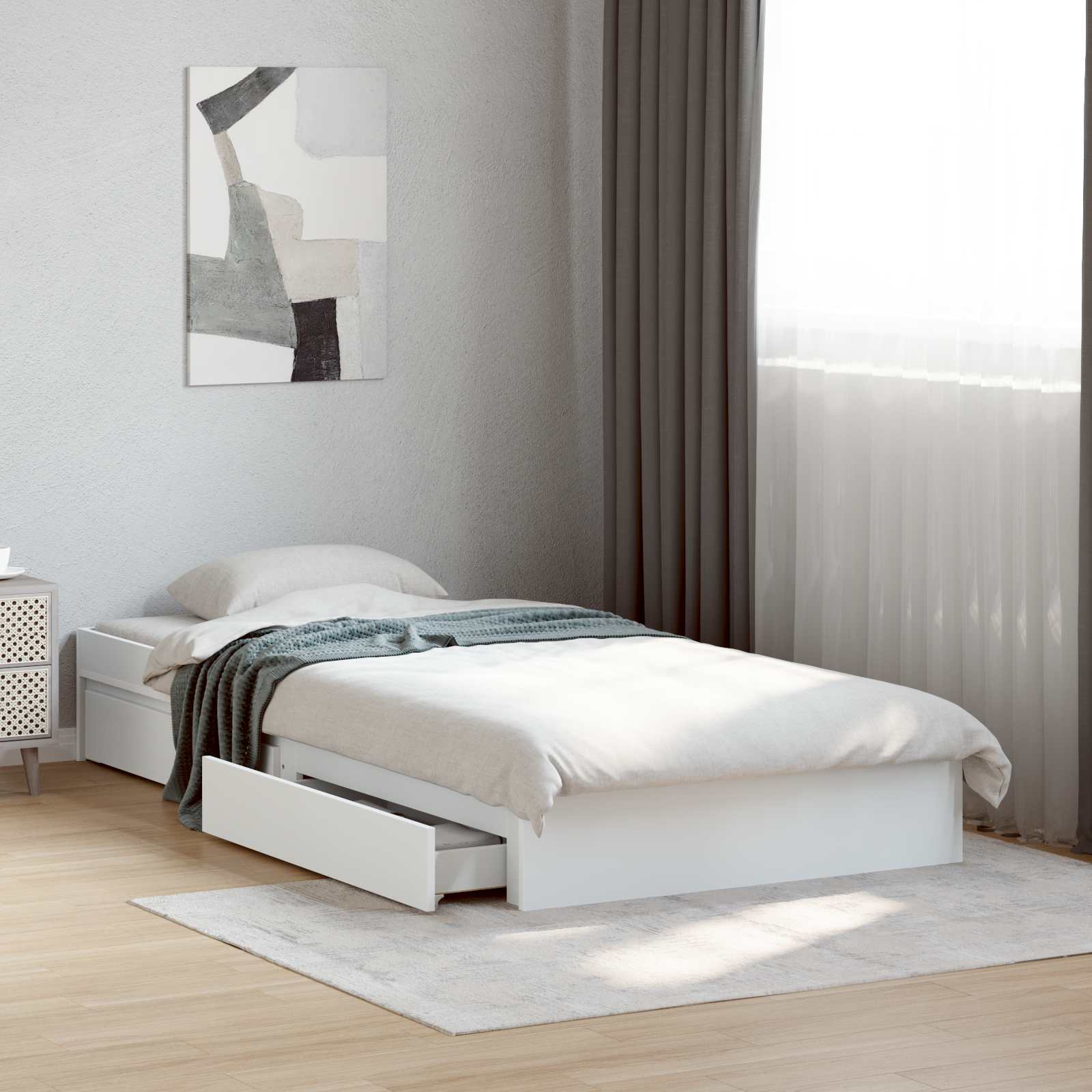 Telaio del letto con storage con cassetto Bianco 80 x 200 cm | homemem39