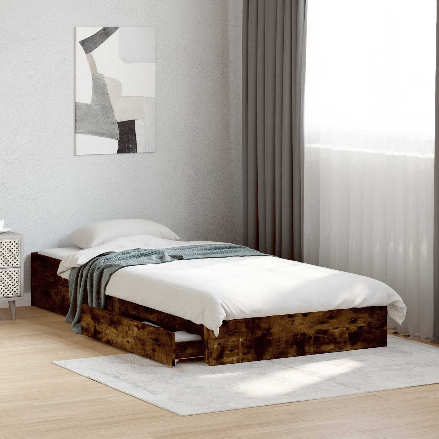 Telaio del letto con storage Rovere Fumo 80 x 200 cm | homemem39