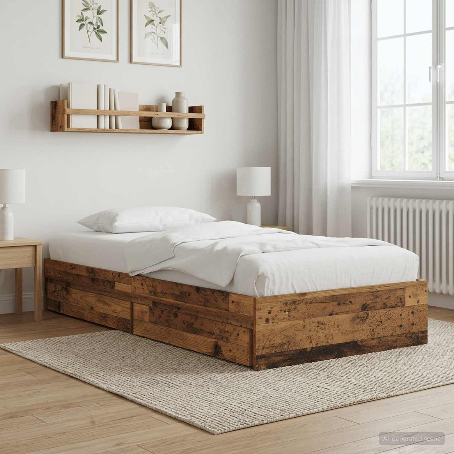Telaio del letto con storage Legno antico 80 x 200 cm | homemem39