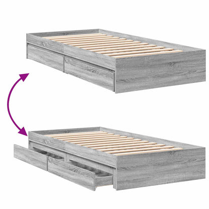 Telaio del letto con storage Sonoma grigio 80 x 200 cm | homemem39